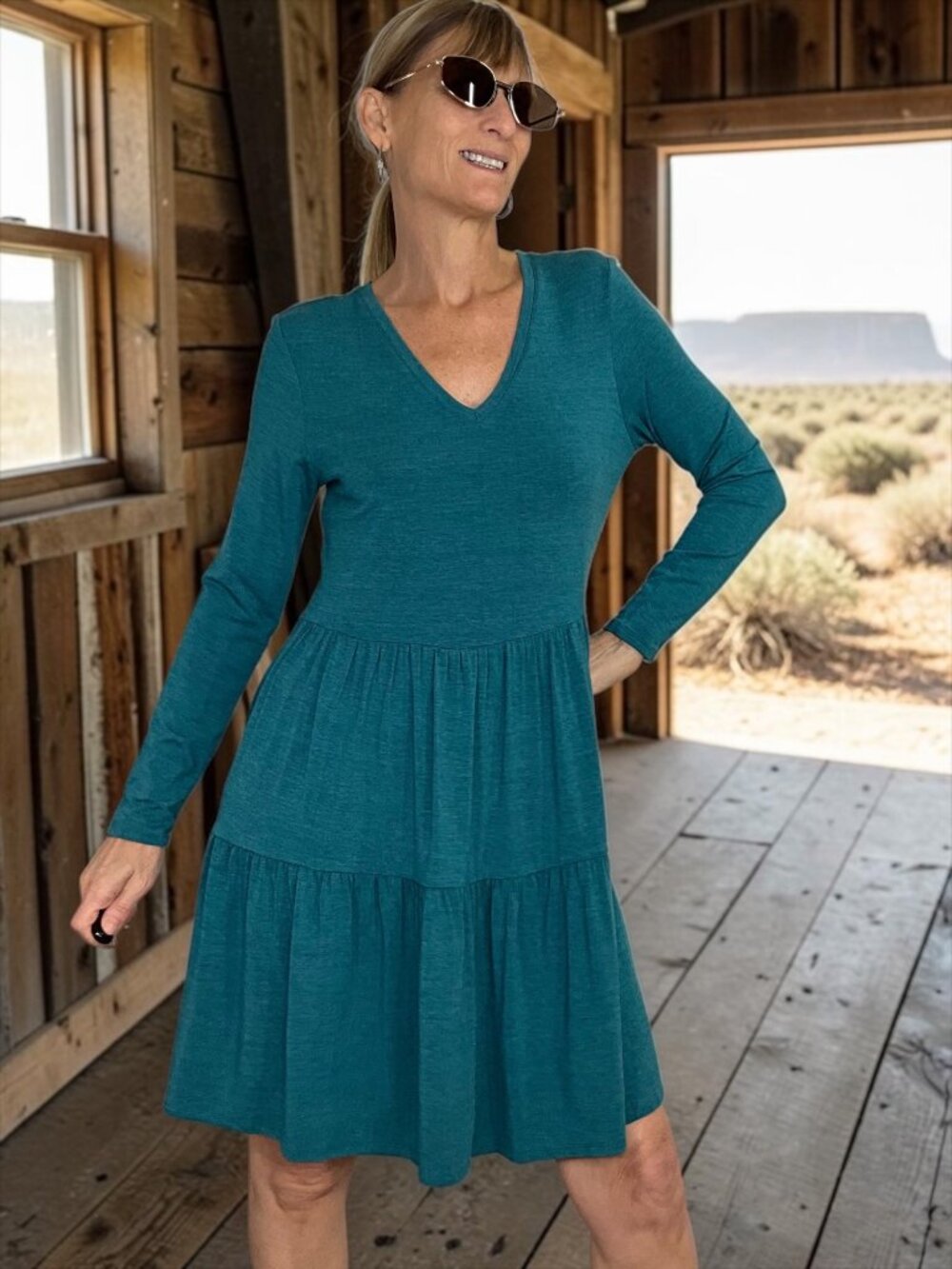 Matilda Jane Wonderment Best of The Best Dress S Teal Long Sleeve NEW